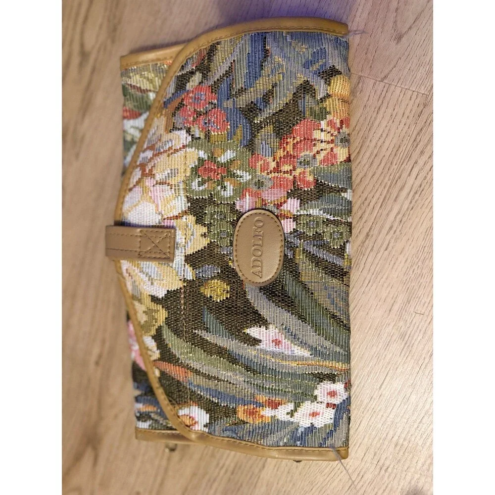 Vintage boho cottagecore retro ADOLFO Floral Tapestry Hanging Toiletry Bag